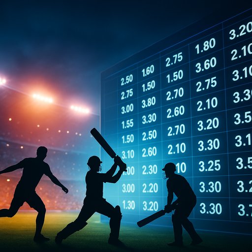 Crickex sports betting hero banner with a vibrant stadium backdrop, dynamic odds board, and silhouettes of players creating an energetic mood for live betting