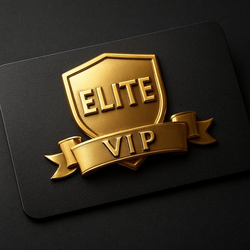 Elite status card with gold badge and VIP ribbon, suggesting prestige and privileged access to targeted offers.