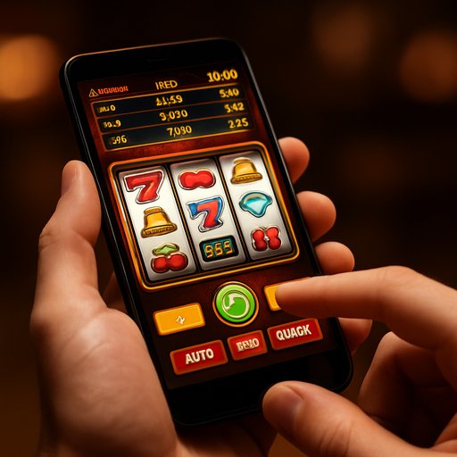 Mobile gaming session on a crisp smartphone screen showing slot reels and live odds. The user is immersed in a bright, high-contrast casino interface with clear controls and responsive touch.