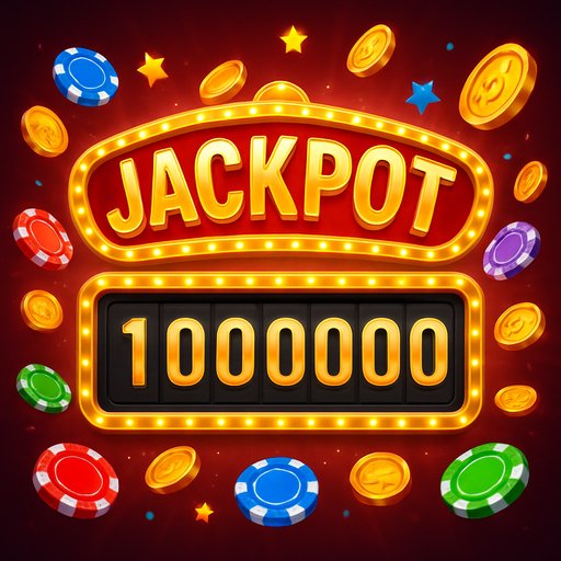 Jackpot banner showing a growing prize pool with colorful graphics