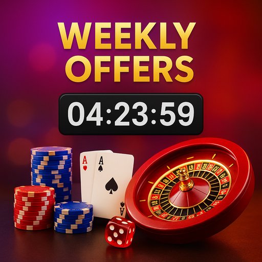 Weekly offers banner with countdown timer and vibrant colors