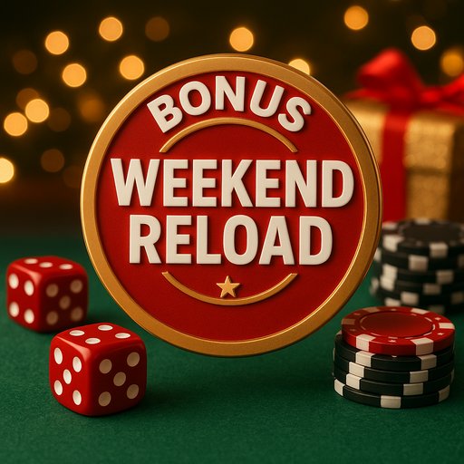 Crickex bonus offers image for Weekend Reload: festive weekend graphics with reload bonus badge highlighting extra play credit