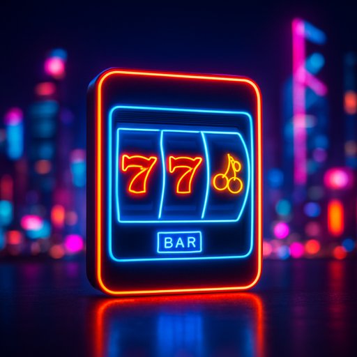 Neon Vault slot card with glowing reels and neon cityscape