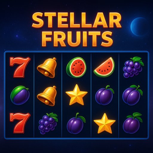 Stellar Fruits slot card with classic symbols and space-inspired graphics