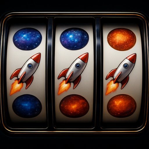 Space Odyssey slot card with rockets and cosmic orbs